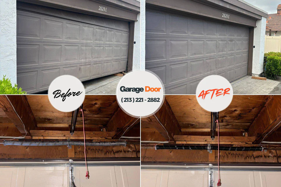 Before and after: garage door repair Le Center, MN